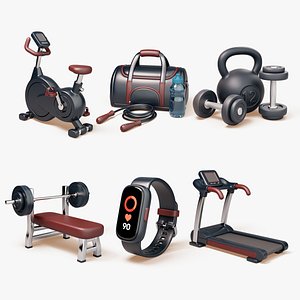 3D Gym Equipment Pack model