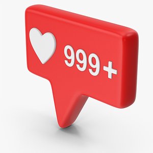 3D model Social Media Banner Over 999 Likes Symbol