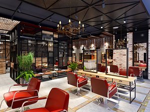 3D Industrial look Loft Barber Shop