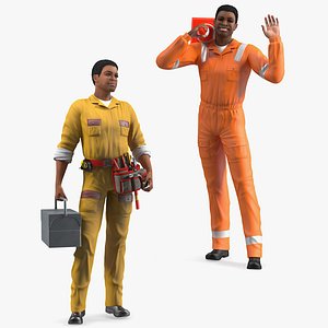 Light Skin Black Workers Rigged Collection for Modo 3D model
