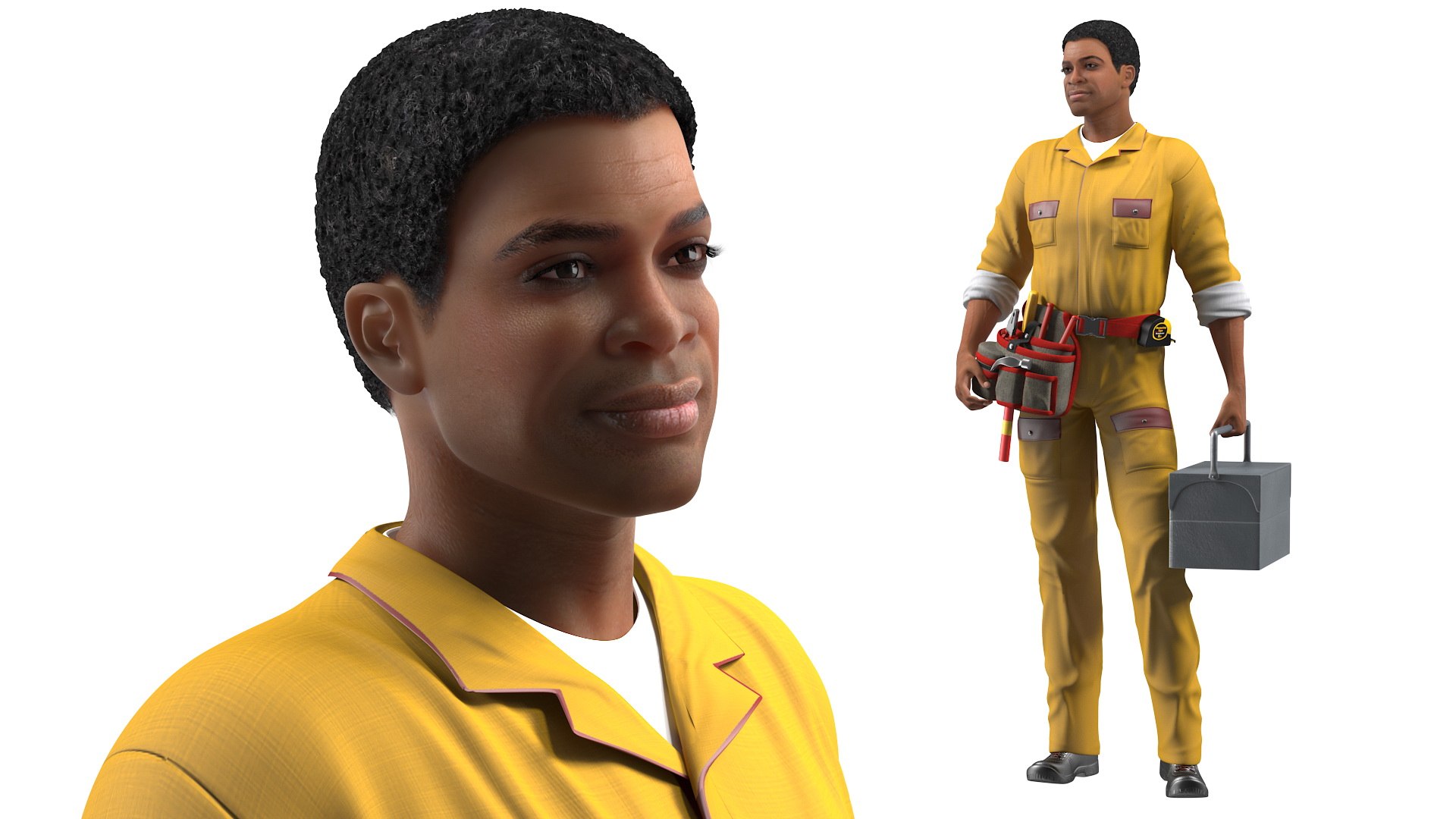 Light Skin Black Workers Rigged Collection for Modo 3D model preview