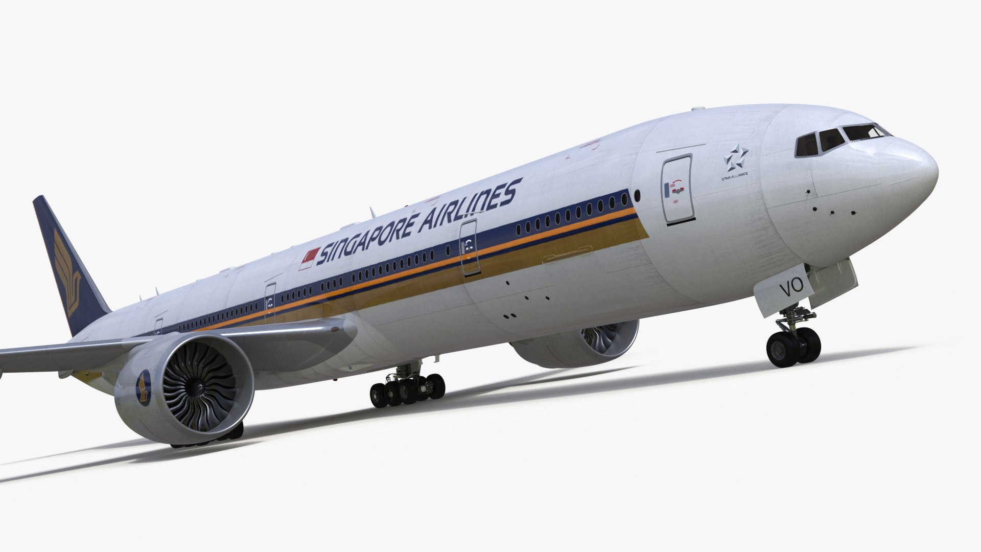Singapore Airlines Boeing 777 Rigged for Maya 3D model preview