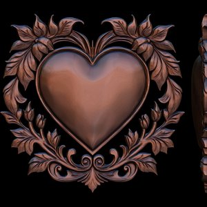 FLORAL HEART EMBLEM 3D PRINT MODEL