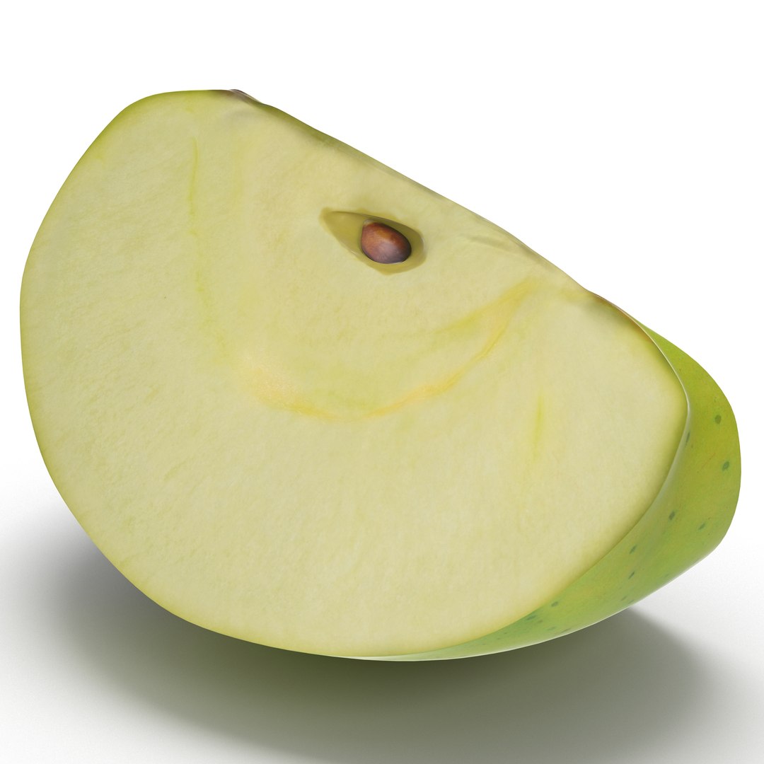 Green Apple Slice 3 3D Model 3D model preview