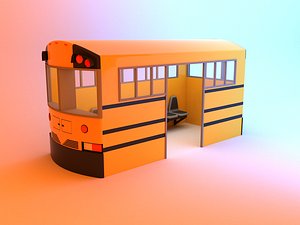 3D Retro original ICRE School bus stop