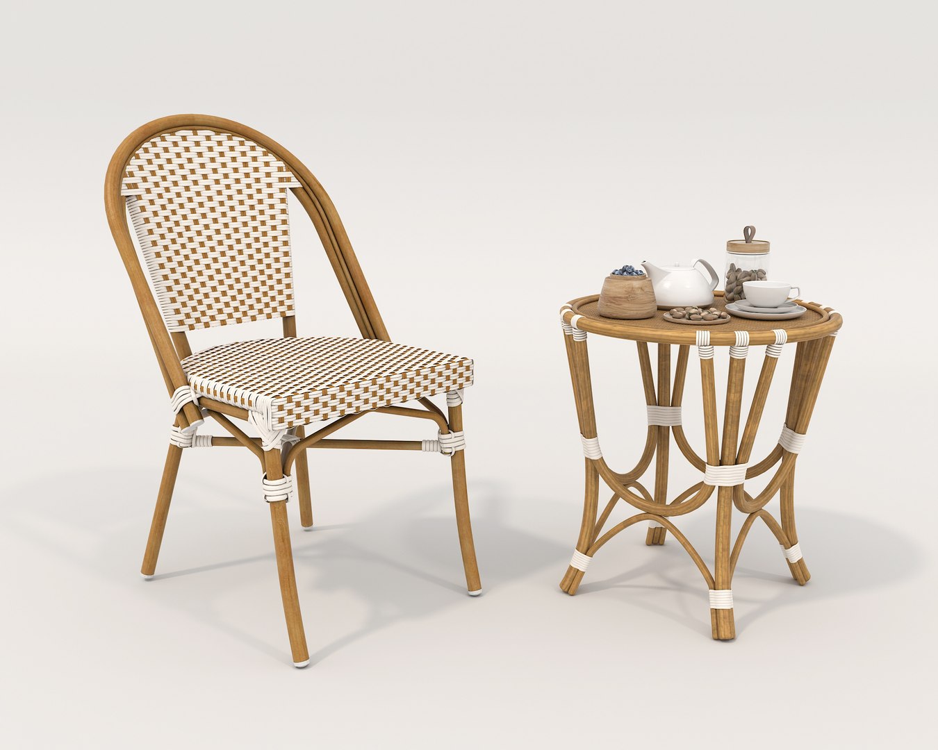 Modelo 3d Rattan Table And Chairs Set 4 Turbosquid 2081145