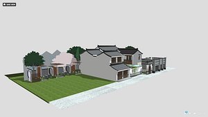 Complete Chinese Garden Courtyard Kit 3D Model Set Oriental 3D model