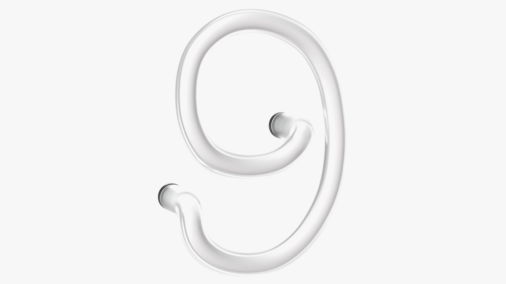Neon Tube Light Number 9 3D model preview