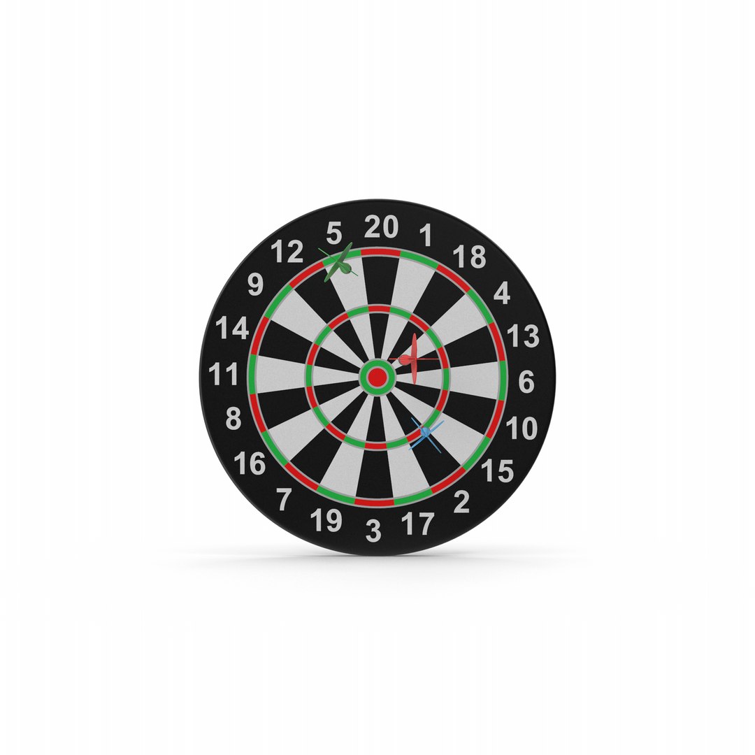 Dartboard And Flying Darts model - TurboSquid 2100509