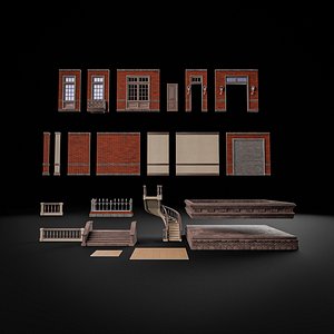 MODULAR WALL INTERIOR EXTERIOR KIT 01 3D model