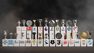 Top Football Leagues Trophy Collection 3D model