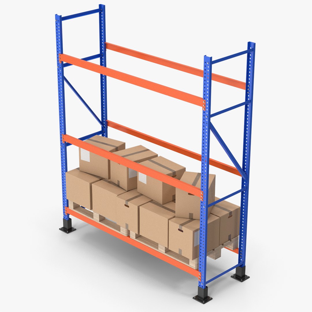 modelo 3d Estantería para paletas y cajas de cartón para almacén ...