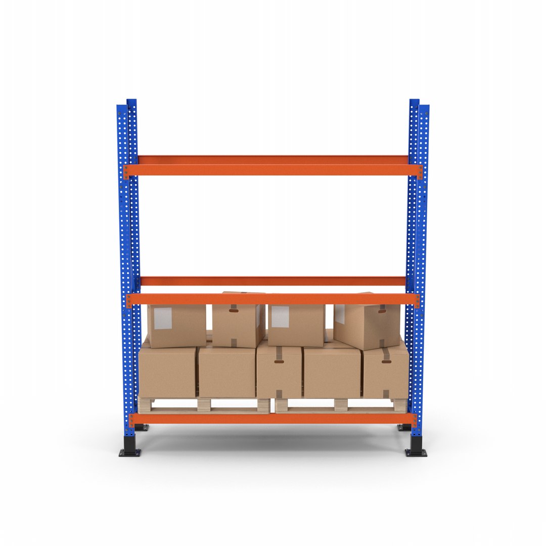 Warehouse Pallet Rack And Cardboard Boxes 3D Model - TurboSquid 2161172