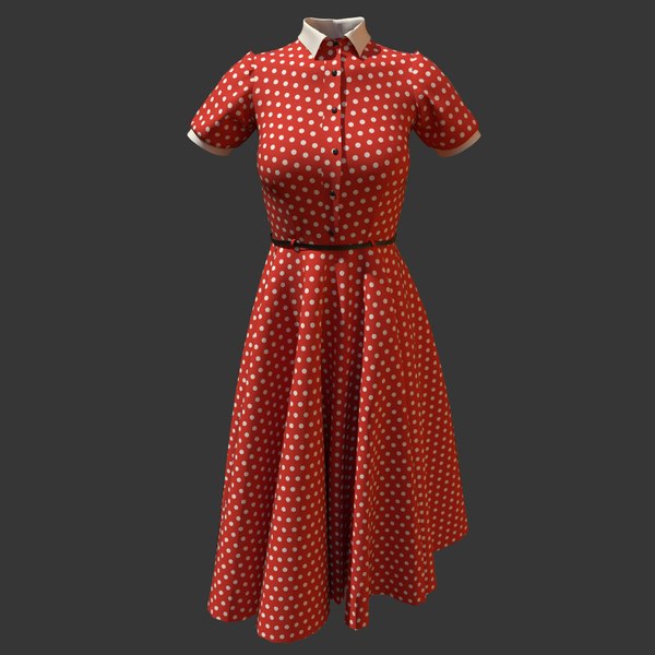 3D retro woman dress dots