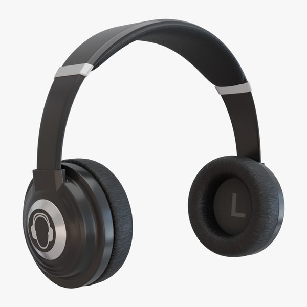 Wireless Black Headphones 3D