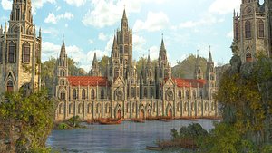 Fantasy Cathedral Environment 3D model