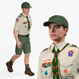 3D Boy Scout in Uniform Rigged