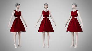 3D Dress 33 Crimson Velvet model