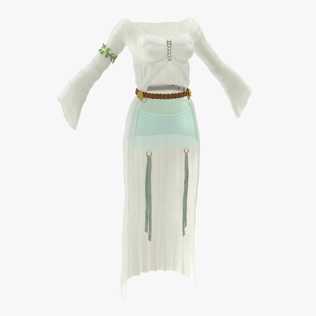 Female Medieval Clothes 4 3D Model 3D model preview
