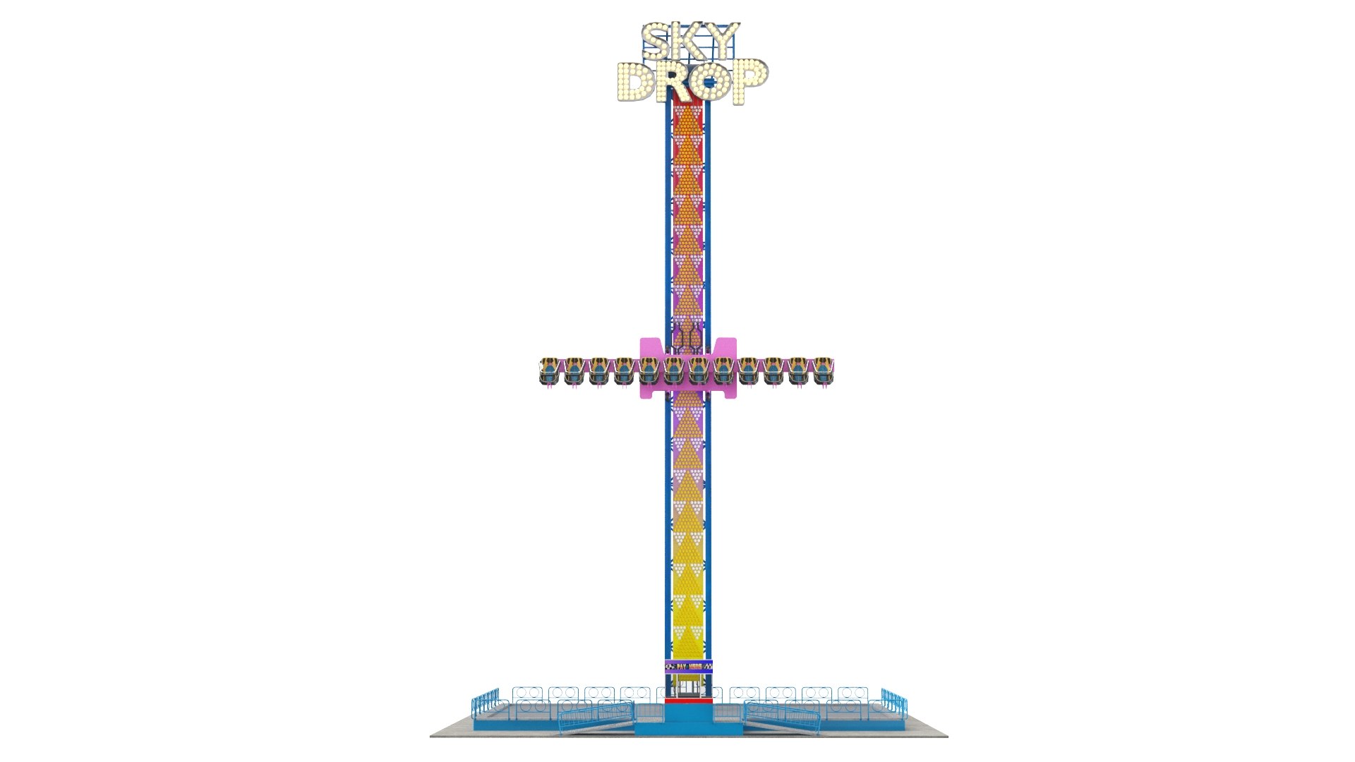 3D Sky Drop Theme Park Ride Model - TurboSquid 1726364