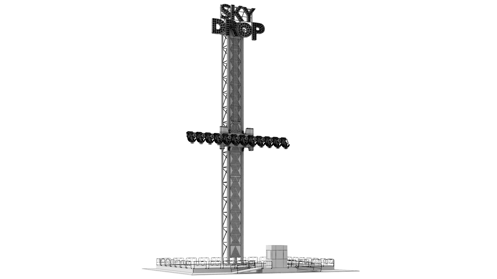 3D Sky Drop Theme Park Ride Model - TurboSquid 1726364