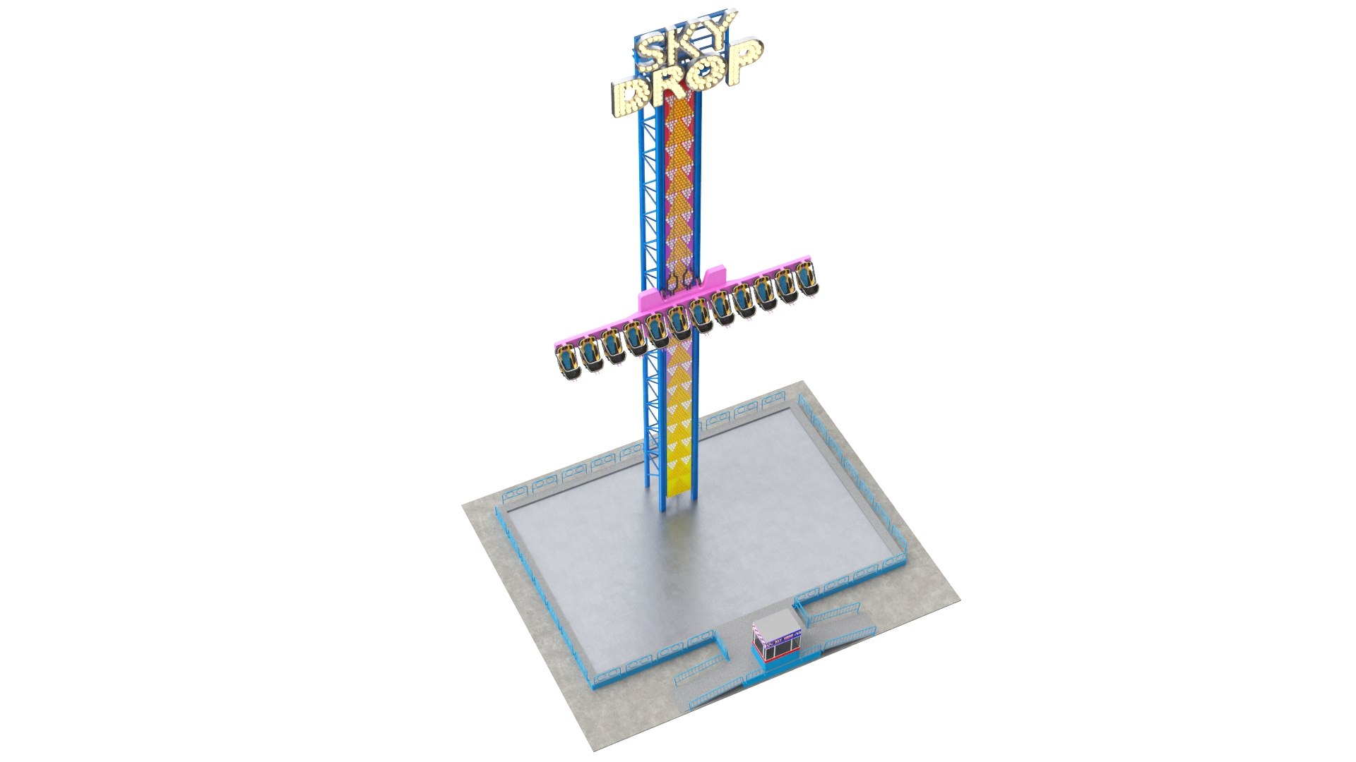 3D Sky Drop Theme Park Ride Model - TurboSquid 1726364
