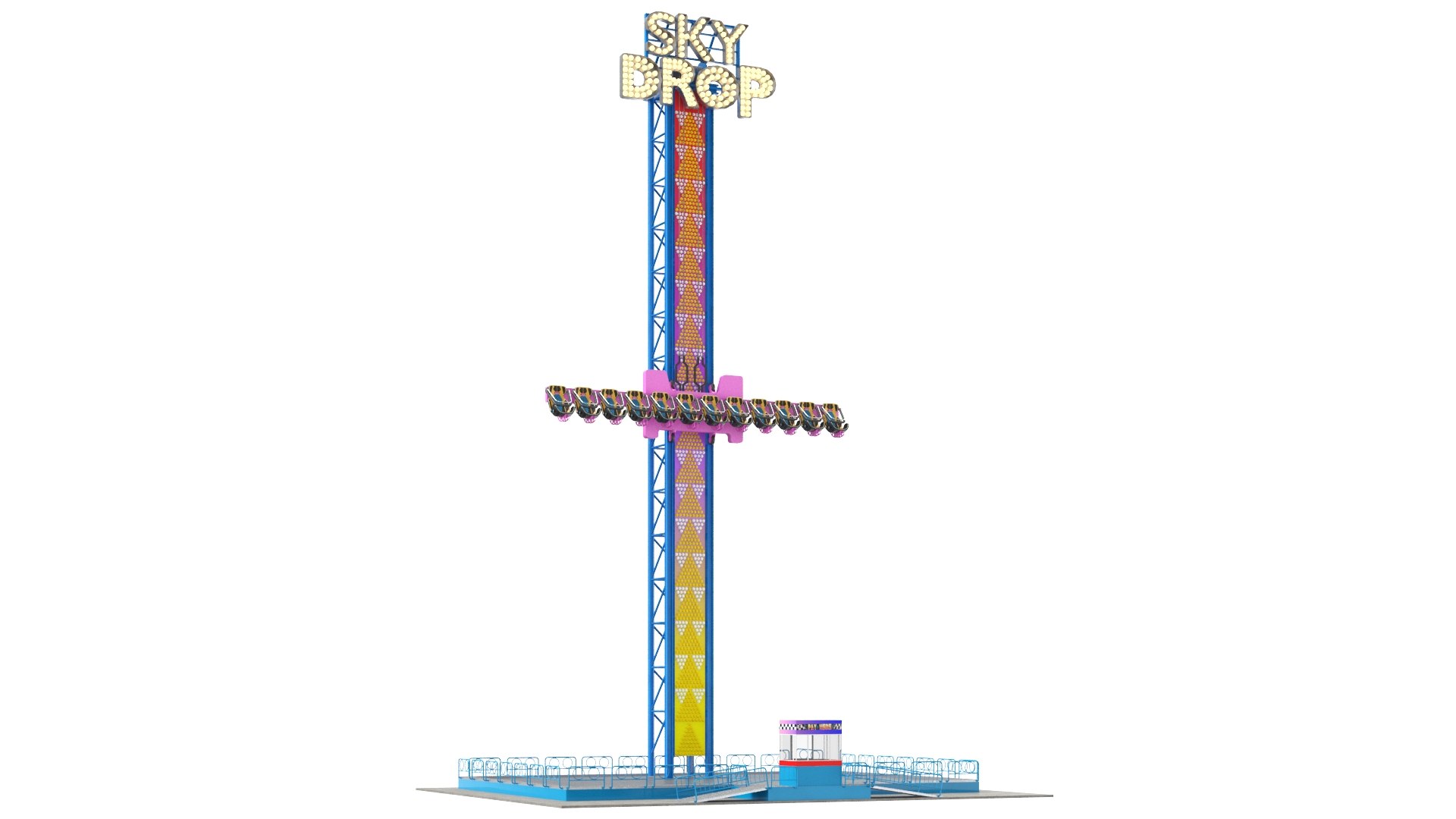 3D Sky Drop Theme Park Ride Model - TurboSquid 1726364