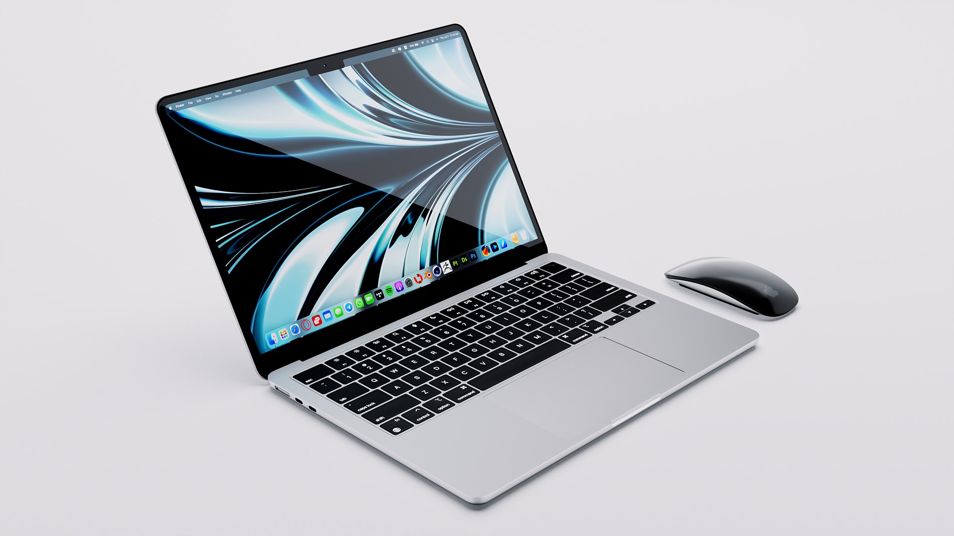 M2 MacBook Air シルバーMagic Mouseも無料 3D Apple MacBook Air M2 Silver 2022 With Magic Mouse Model