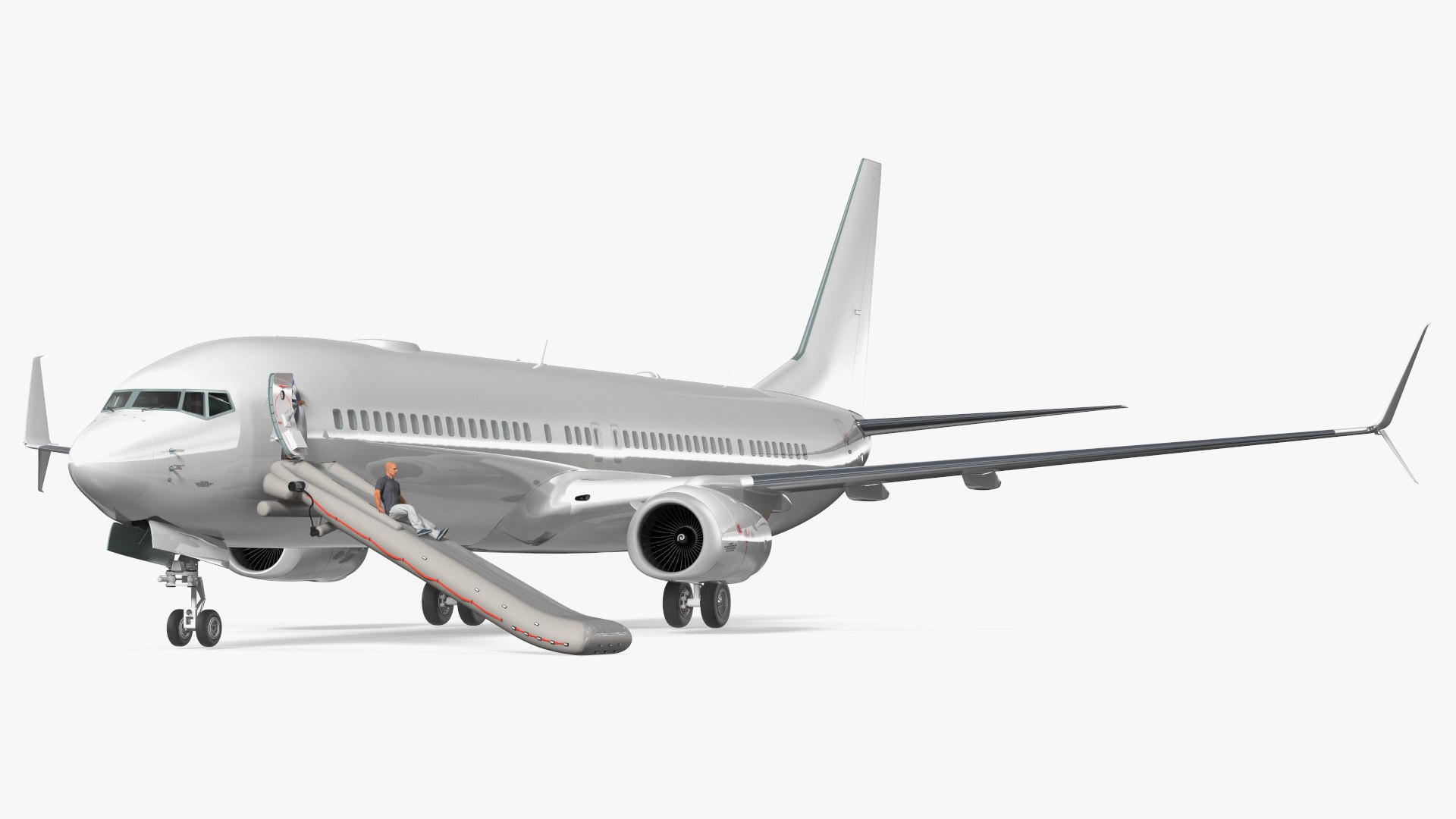 Airplane Evacuating People Simple Interior 3D model preview