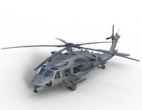 A Military Helicopter UH-60 Blackhawk Stealth Gunship Rigged