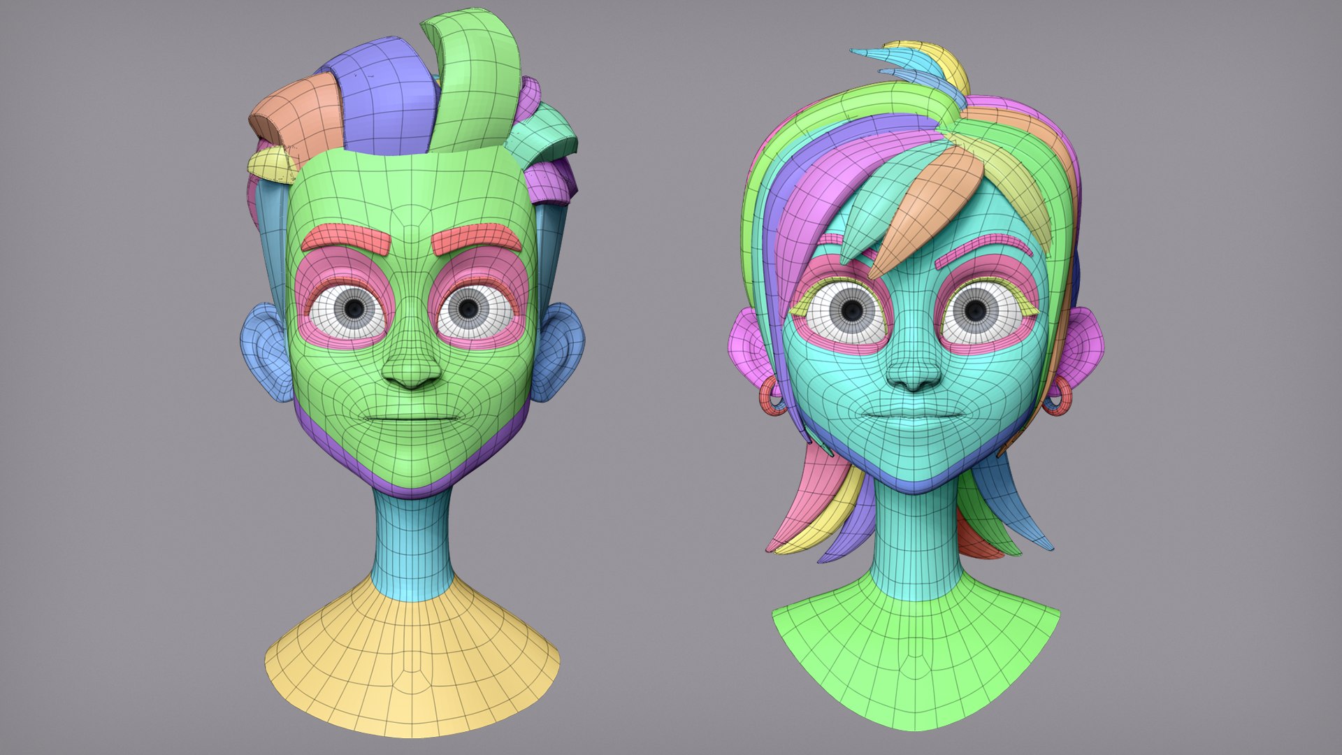 3D Character Head Female Male Model - TurboSquid 1583441