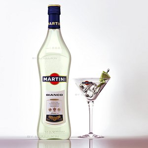 martini bianko glass 3d max