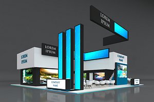 3D Booth Exhibition Stand Stall 16x16m Height 550 cm 4 Side Open 3D model