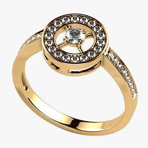 3D model 3mm Diamond Fashion Gold Ring