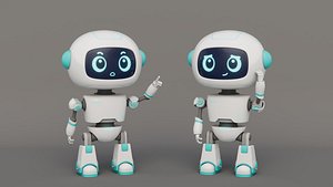 Rigged Cartoon Cute Robot 3D model