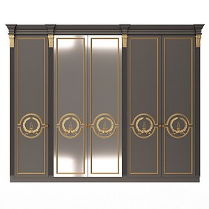 Classic Wardrobe Furniture 0402 Black 3D model