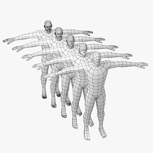 Hero Male in T-Pose in 5 Topologies