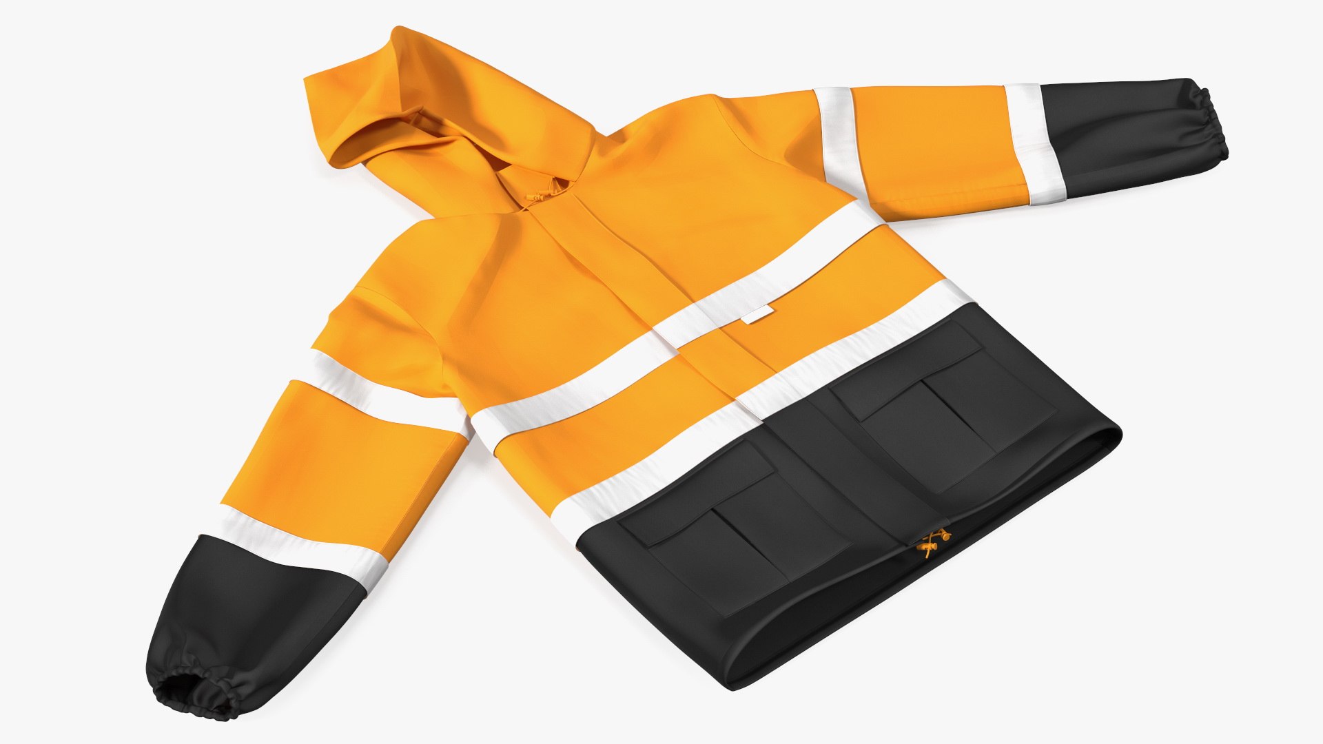High Visibility Safety Rain Jacket 3D model preview