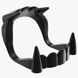 Plastic Vampire Teeth Black Rigged for Cinema 4D