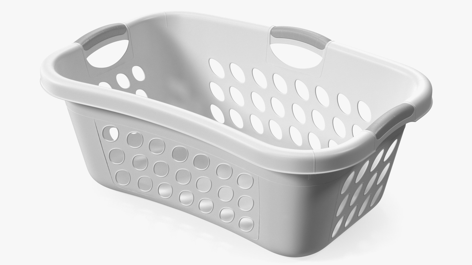 Plastic Laundry Basket Large White 3D model preview