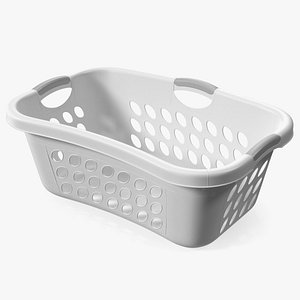 Plastic Laundry Basket Large White 3D