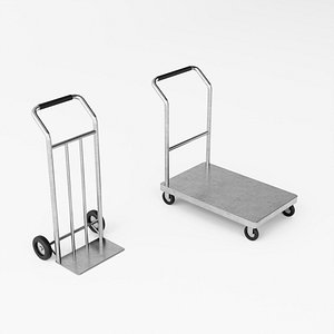 Platform and Hand Trolley - Industrial Props 3D