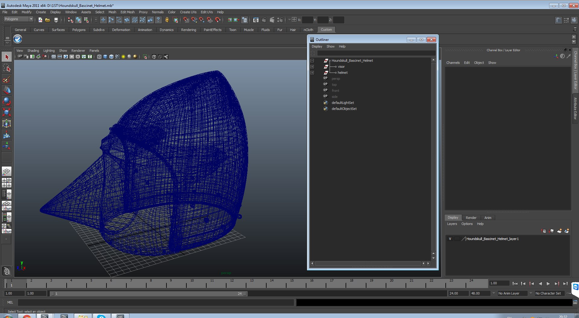 Houndskull Bascinet Helmet 3D model preview
