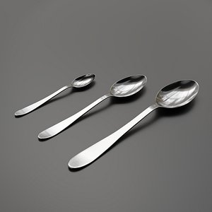 3D Teaspoon - Dessert spoon - Soup spoon model