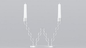 Alphabet W Silver Chain Candleholder 3D Model True PBR Renders Zero Cleanup UVs 4K PBR Textures 3D model