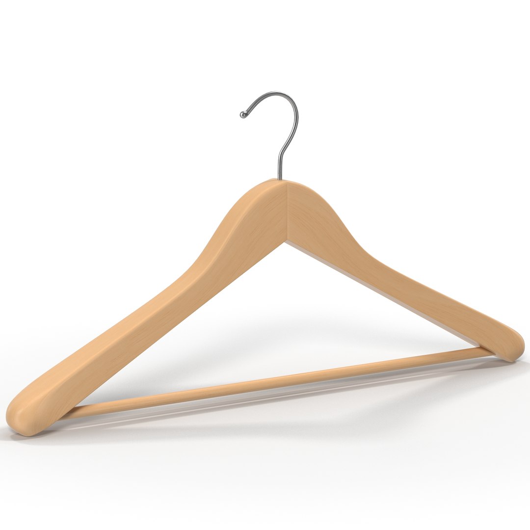 Wooden Clothes Hanger 3D Model 3D model preview