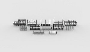 3D Mild Steel Bar set 3D model