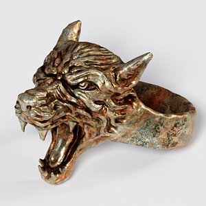3D wolf ring