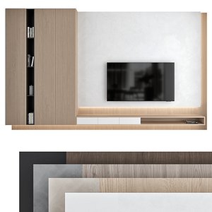 3D model TV wall set 06