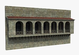 Large Old Balcony Castle 3D model
